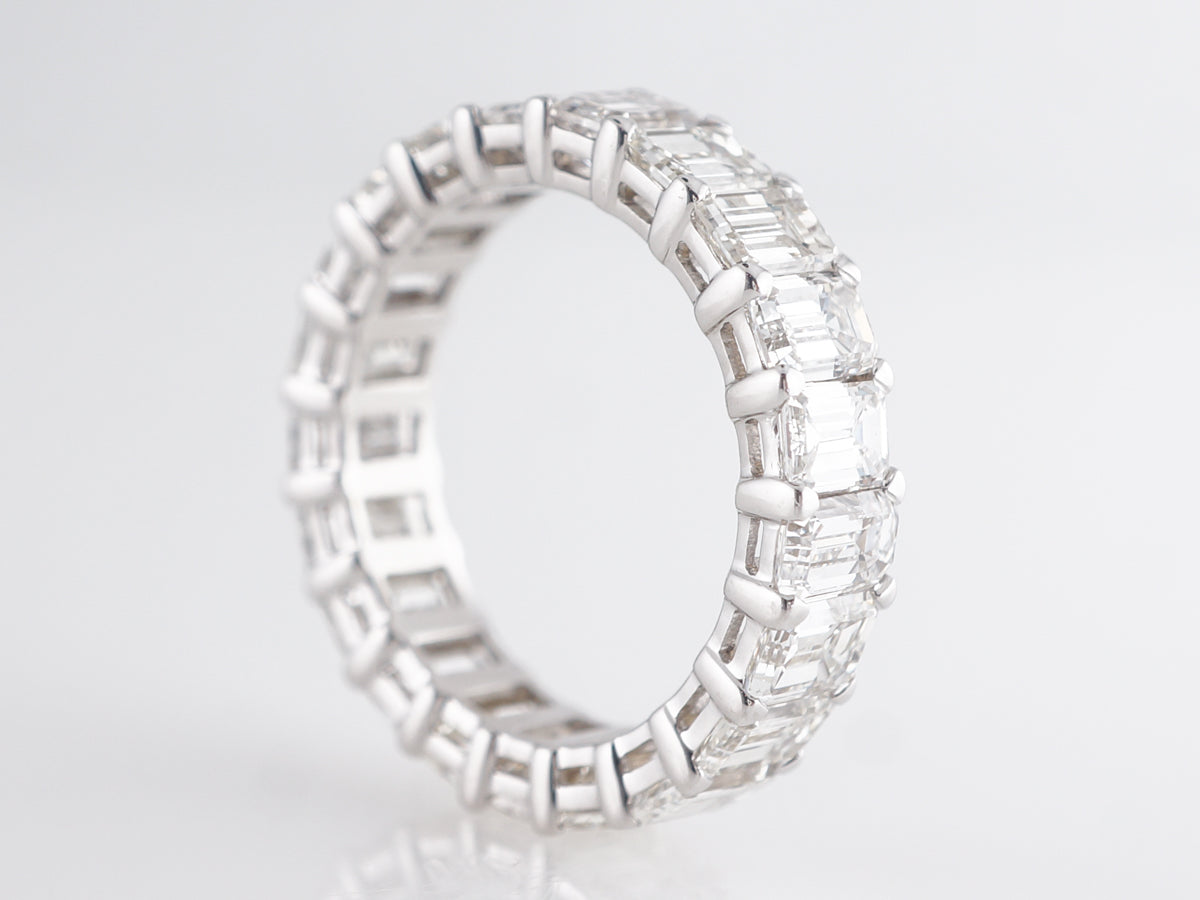 6 Carat Emerald Cut Diamond Eternity Band in 18k White Gold