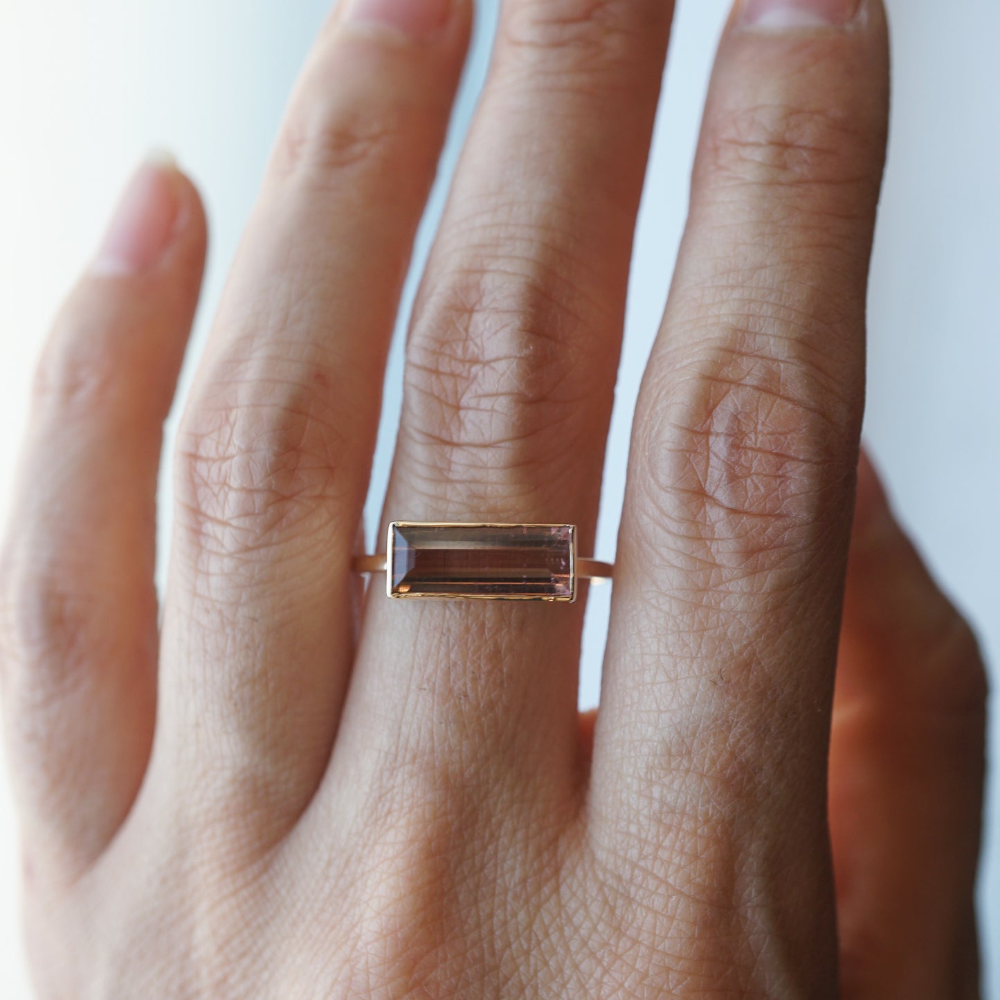 Bezel Set Pink Tourmaline Ring in 14k Yellow Gold