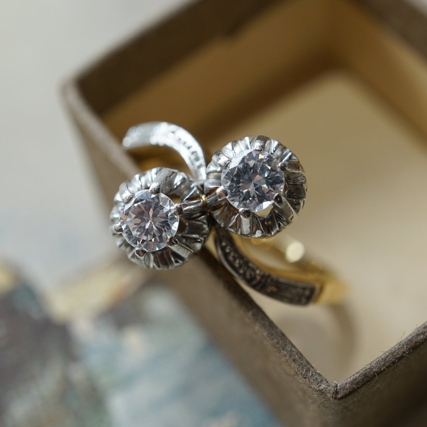 .49 Vintage 1950's Diamond Passby Ring in 18K Yellow & White Gold