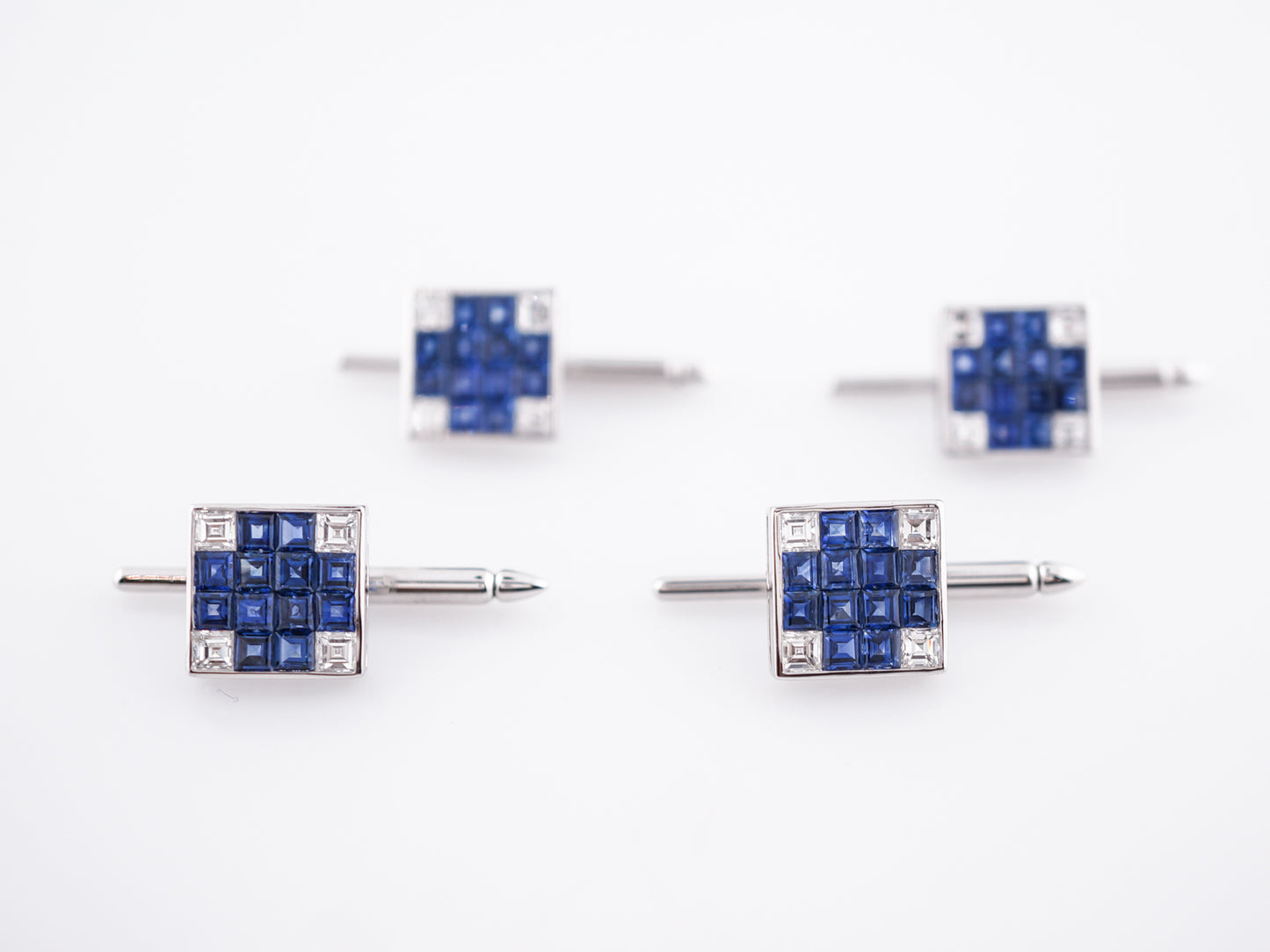 Modern Shirt Stud 4.16 Sapphire & Diamonds in Platinum