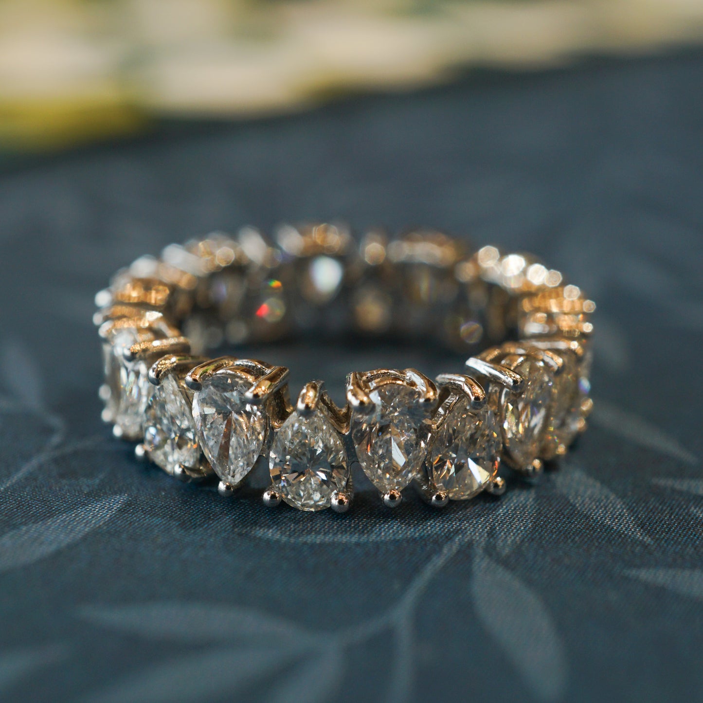 Pear Cut Diamond Eternity Band in 18k White Gold