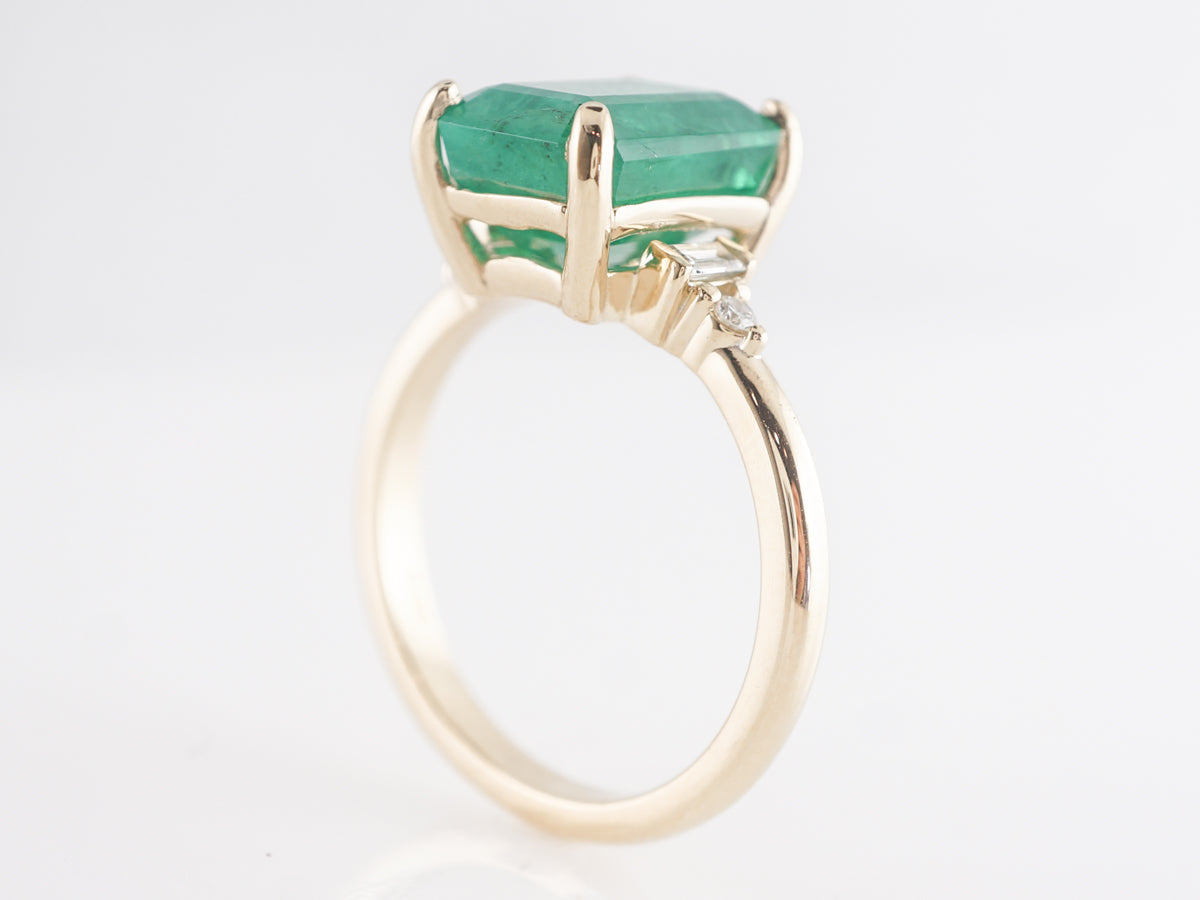Emerald & Diamond Right Hand Ring in 14k Yellow Gold
