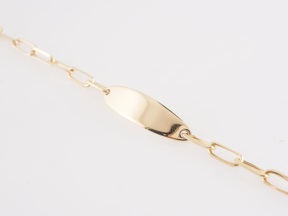 Signet Style Bracelet Chain in 14k Yellow Gold