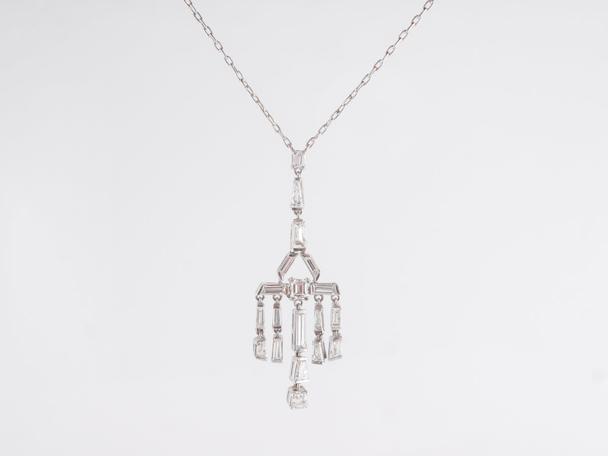 Chandelier Baguette Diamond Necklace in Platinum