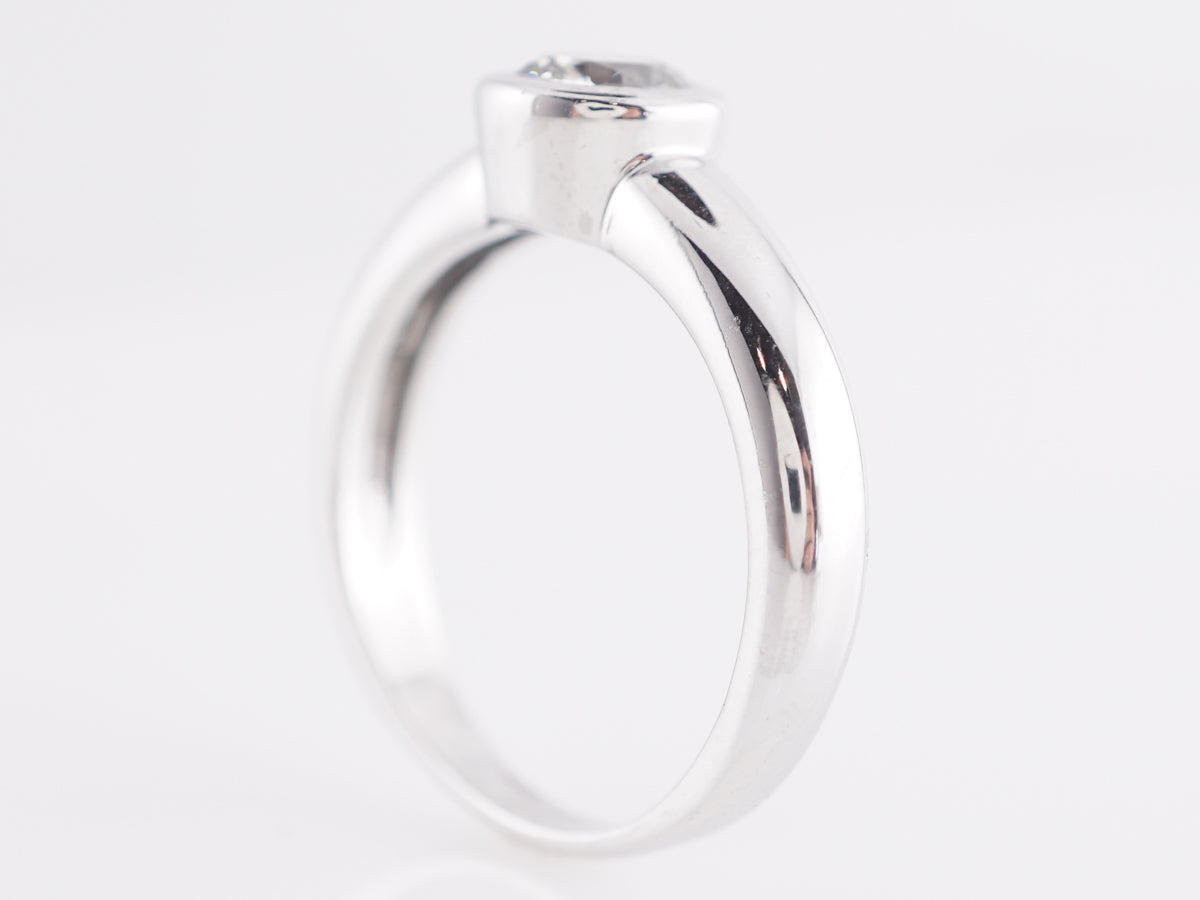 Bezel Set Diamond Solitaire in 14k White Gold