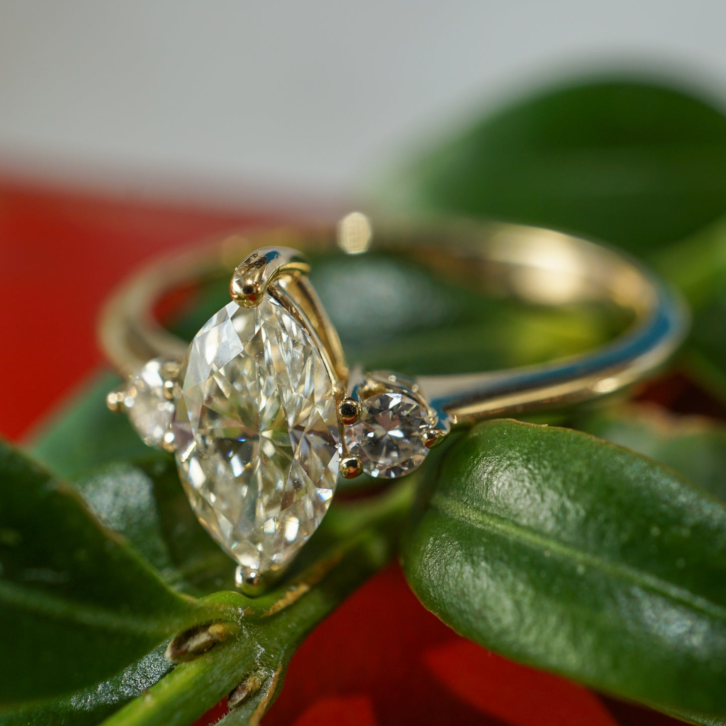 .85 Marquise Cut Diamond Engagement Ring in 14K