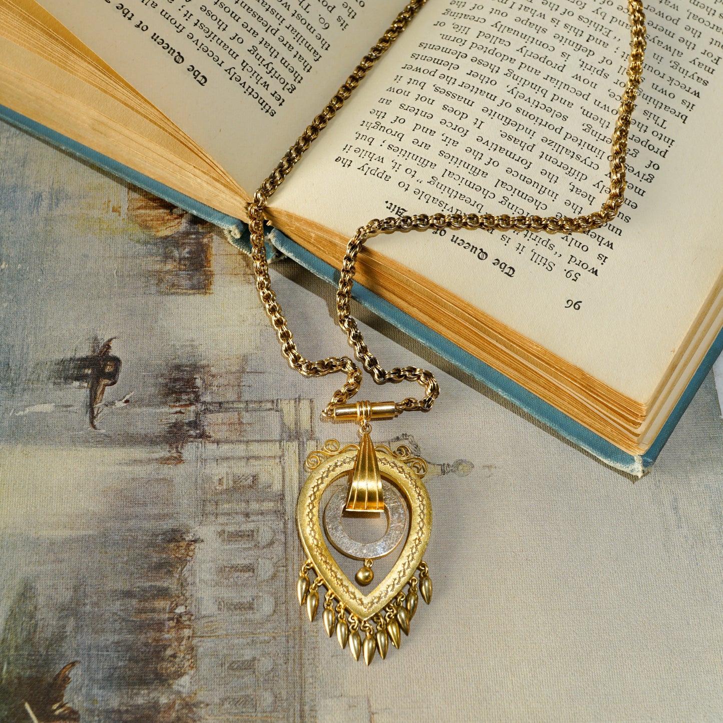 Victorian Ornate Pendant Necklace in 14k Yellow Gold