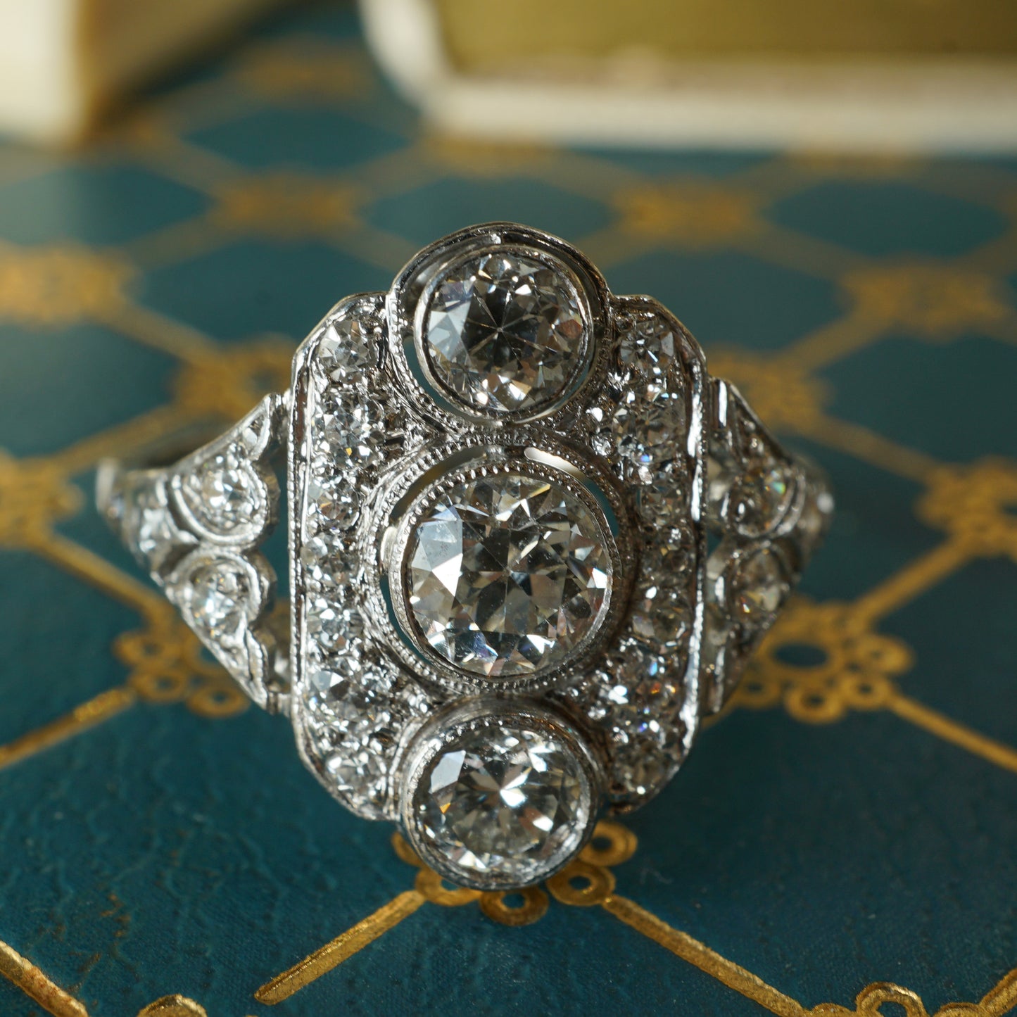 1.34 Art Deco Diamond Cocktail Ring in Platinum