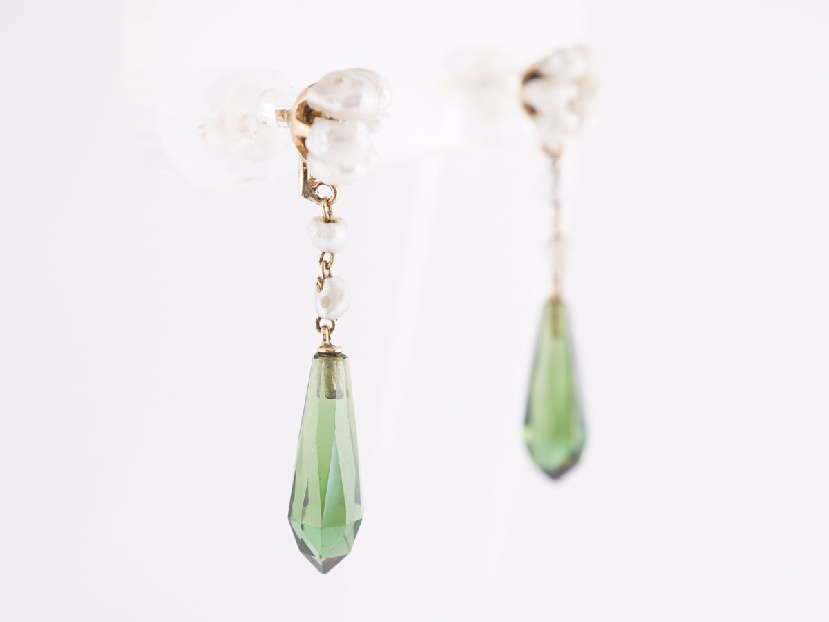 Victorian Tourmaline Drop Earrings in Yellow Gold