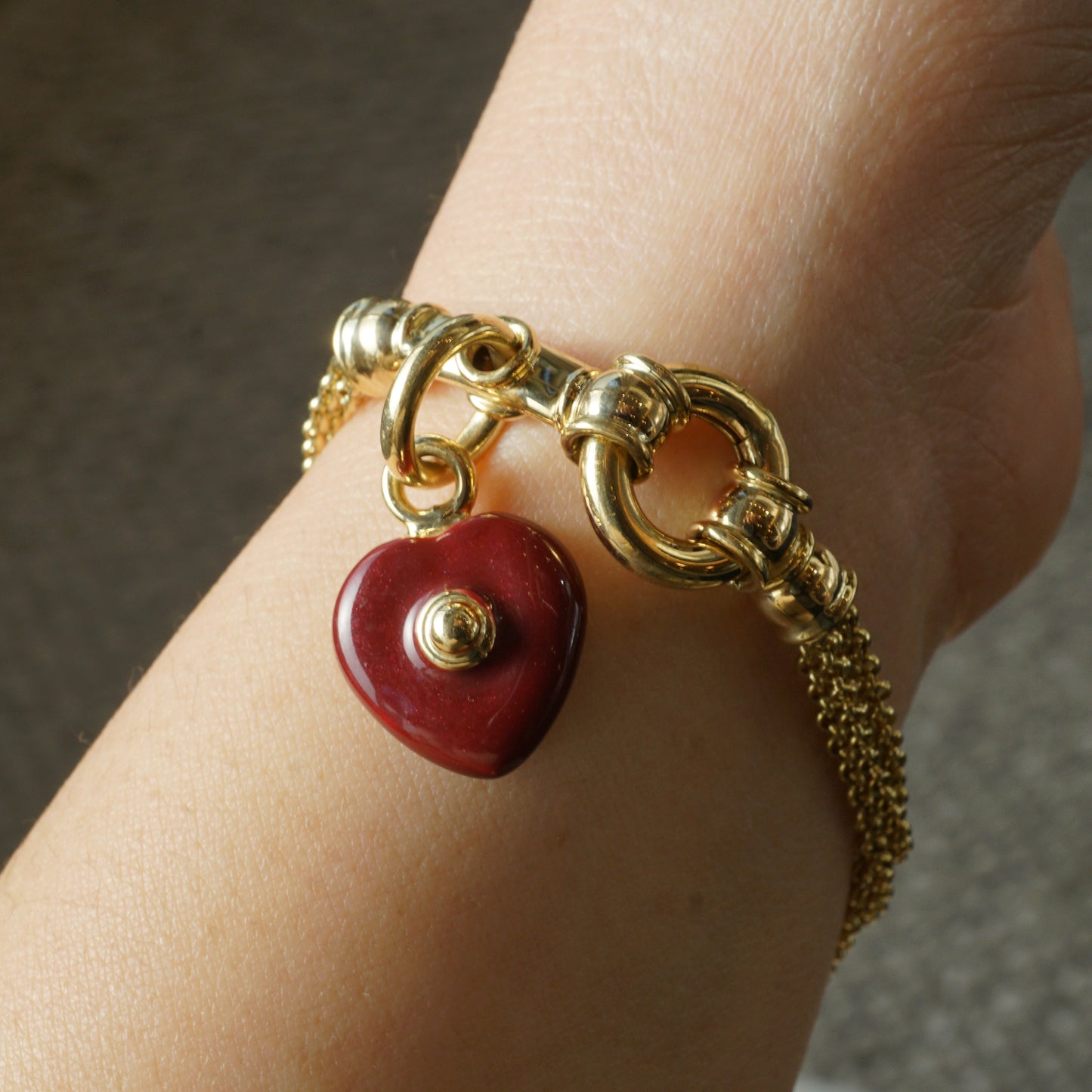 Heart Charm Multi-Chain Bracelet in 18k Yellow Gold