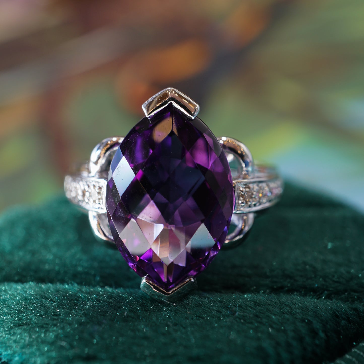 5.09 Marquise Cut Amethyst Cocktail Ring in 14k White Gold