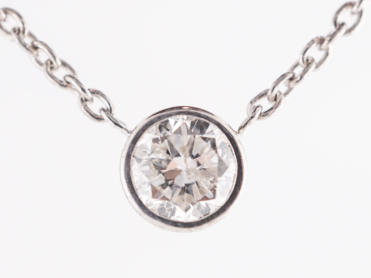 .81 Bezel Set Diamond Necklace in 14k White Gold