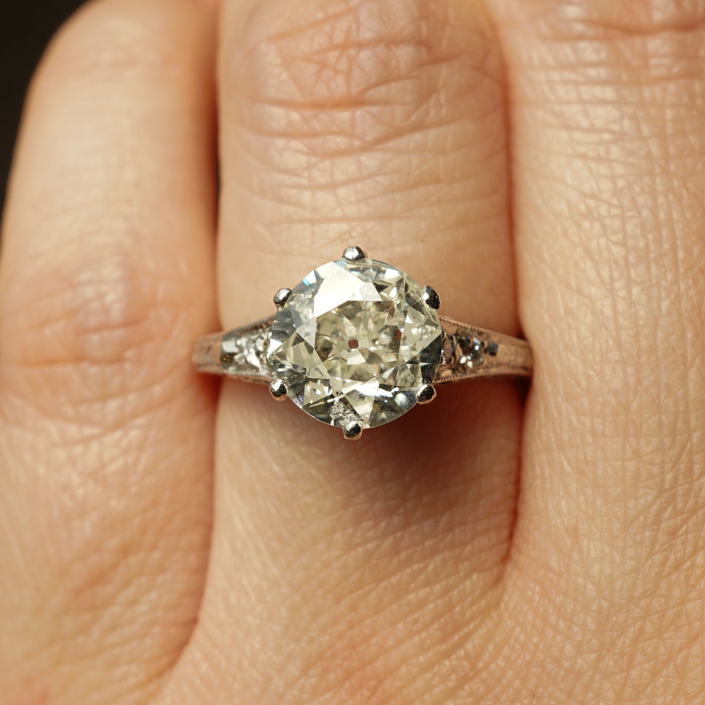 1.52 Art Deco Diamond Filigree Engagement Ring in Platinum
