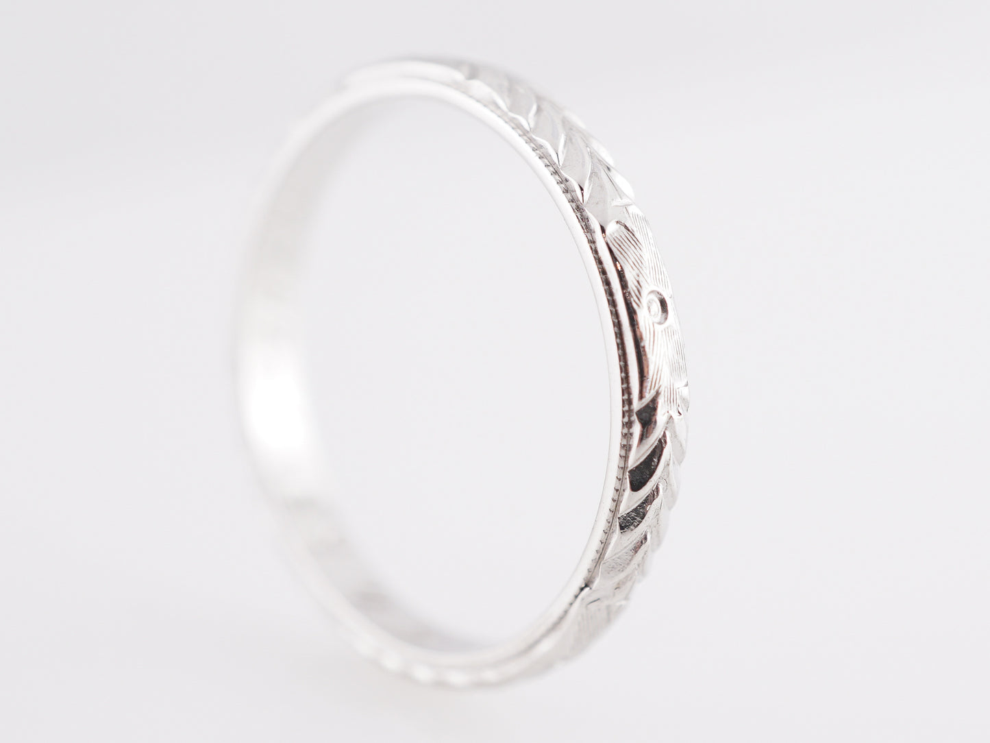 Art Deco Chevron Wedding Band in 14K White Gold