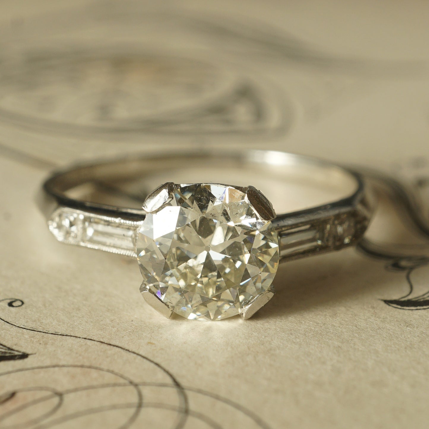 1.14 Art Deco Diamond Engagement Ring in Platinum