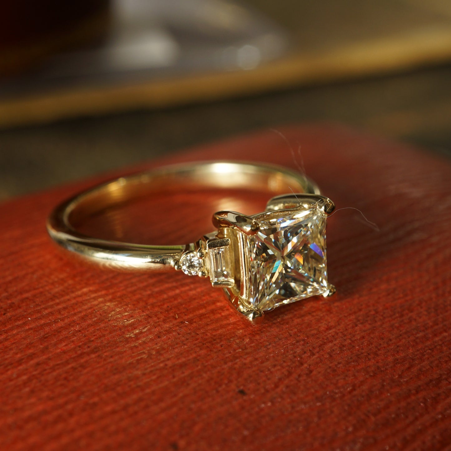 1.20 Princess Cut Diamond Engagement Ring in 14K Yellow Gold