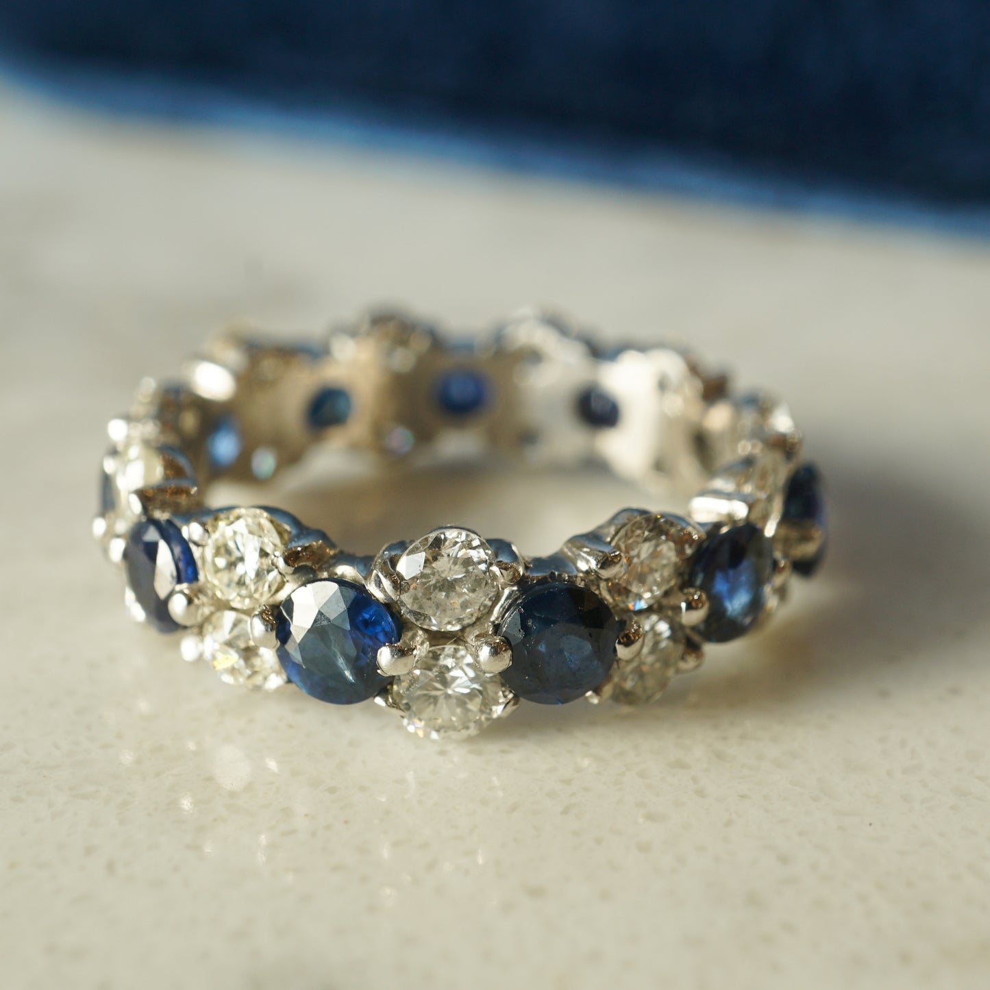 Diamond & Sapphire Eternity Band in Platinum