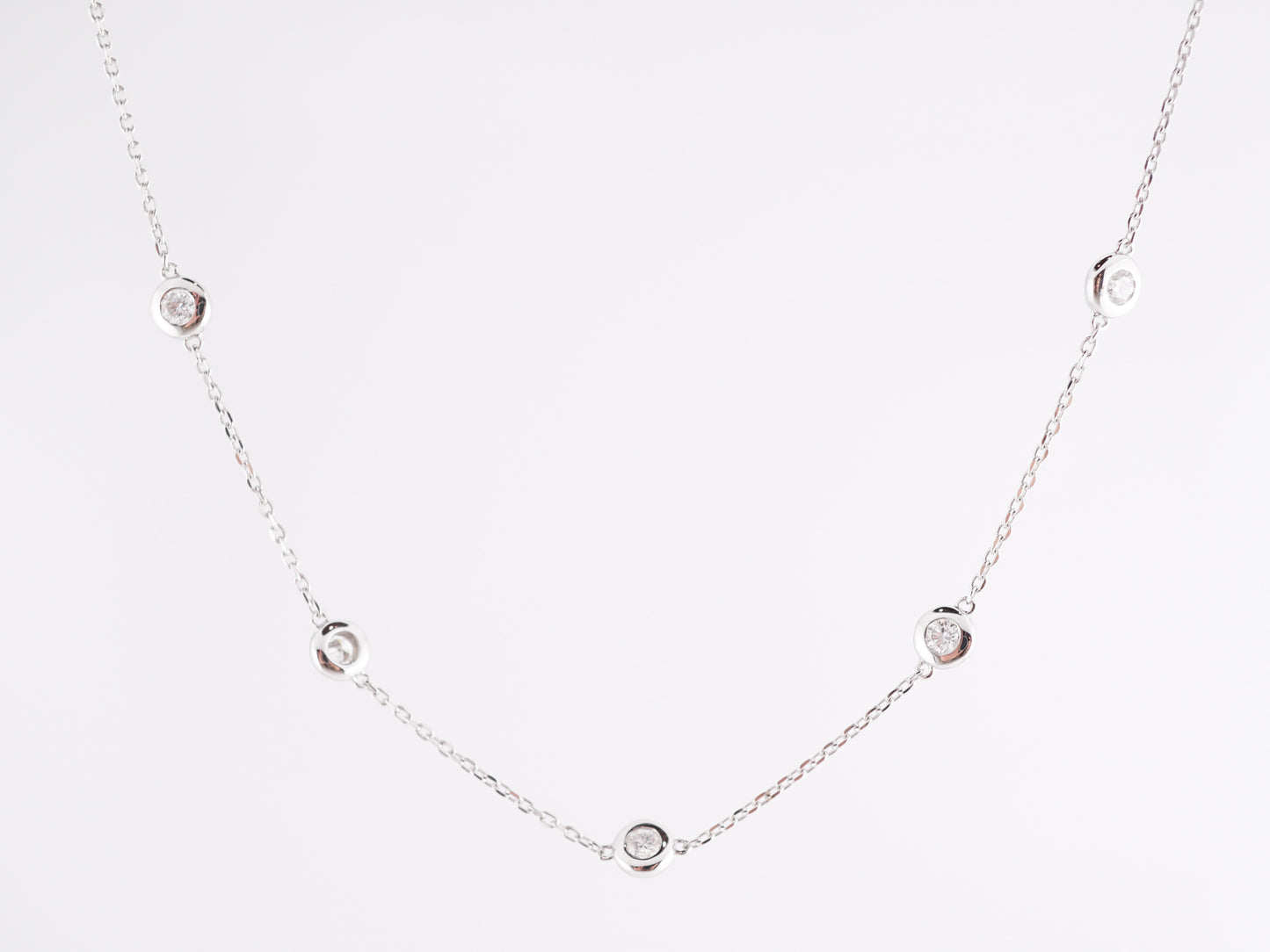 .30 Bezel Set Diamond Necklace in 14K White Gold