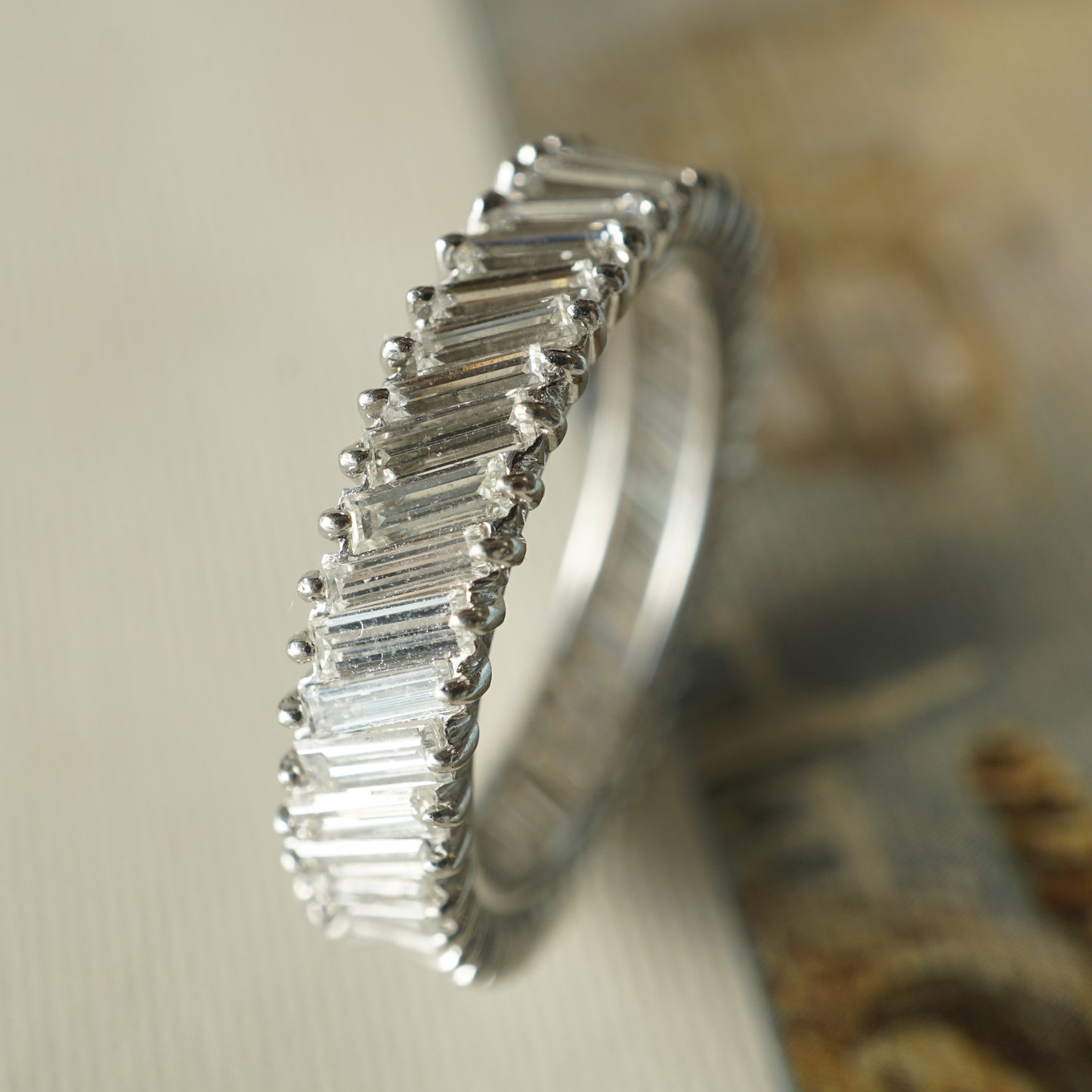 Angled Baguette Diamond Eternity Band in Platinum