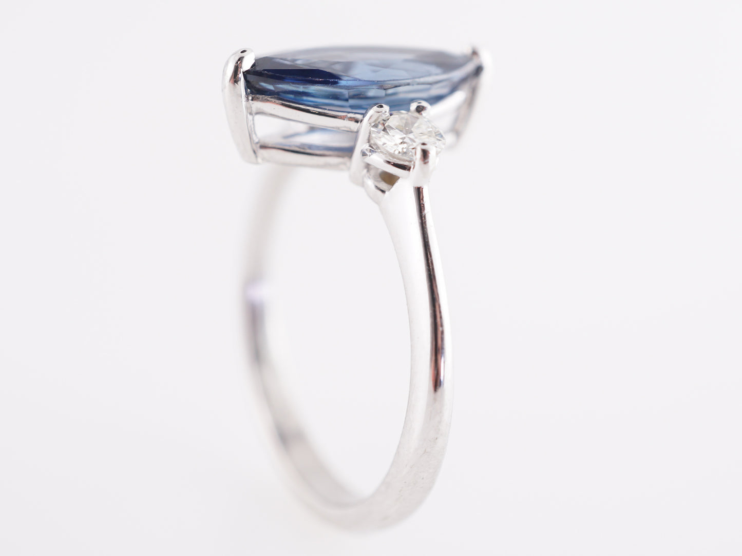 2.18 Marquise Cut Sapphire w/ Diamonds in 14k White Gold