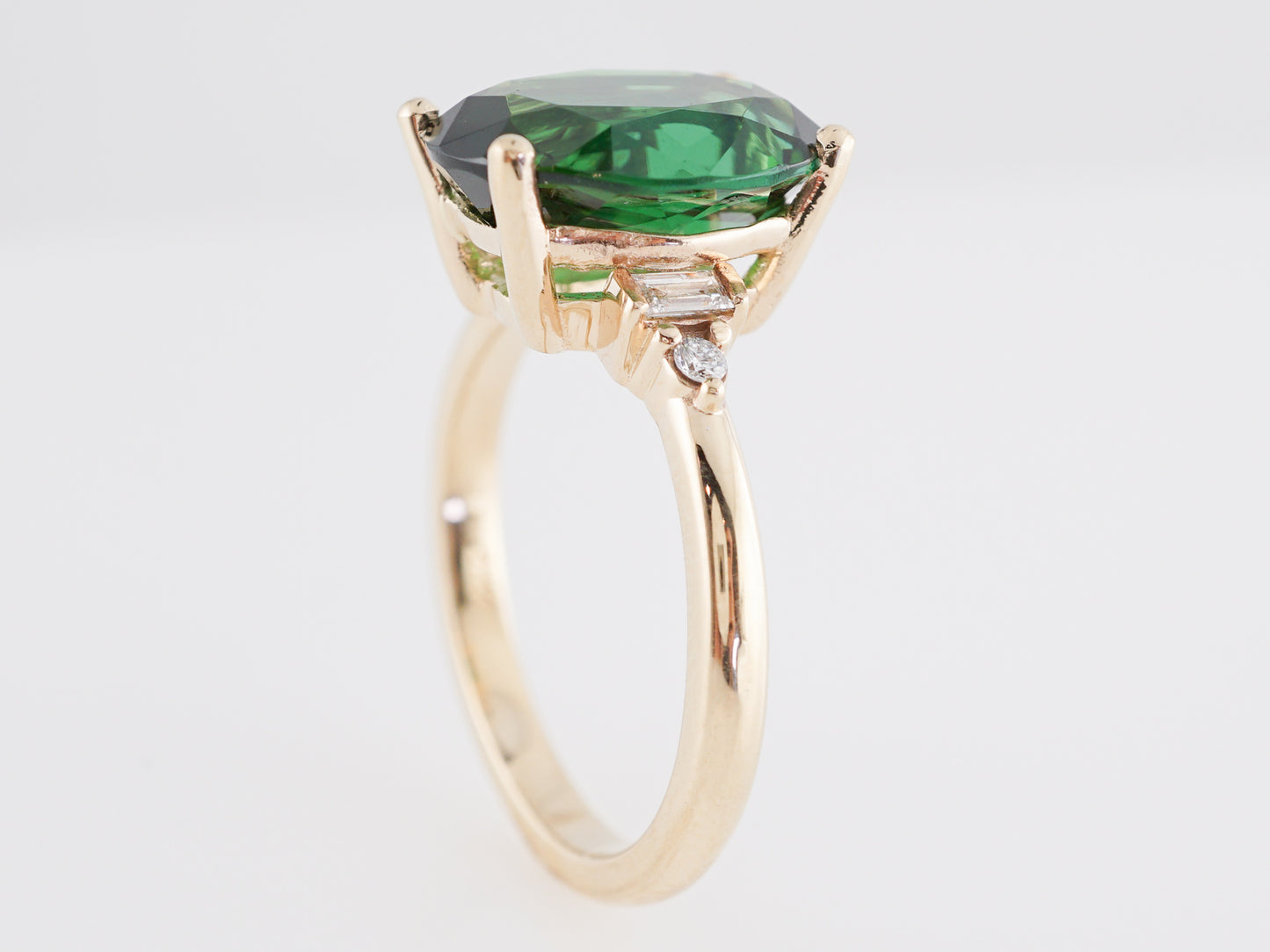 4.27 Oval Cut Tourmaline Engagement Ring in 14k Yellow Gold
