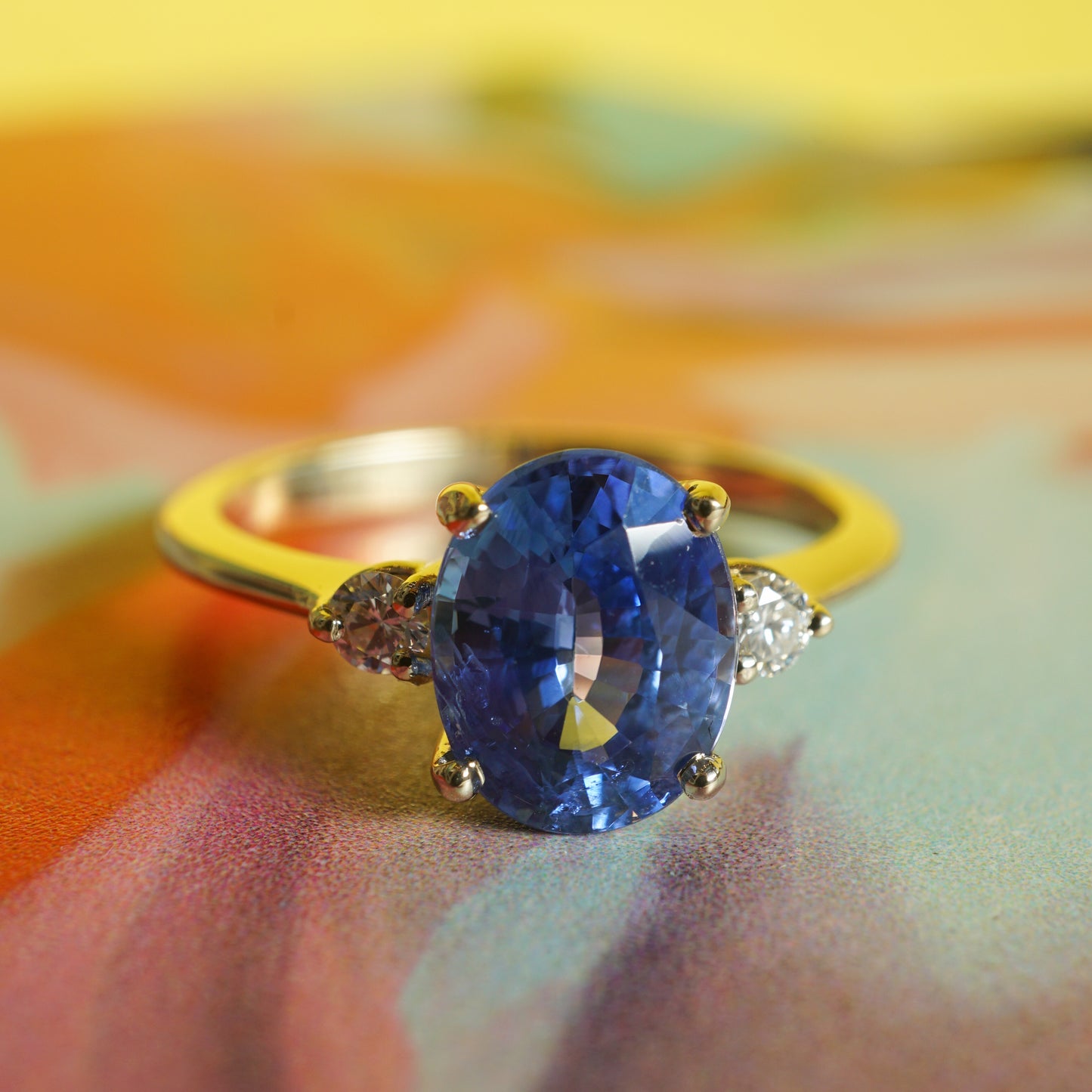 2.23 Oval Cut Sapphire Engagement Ring in Yellow Gold