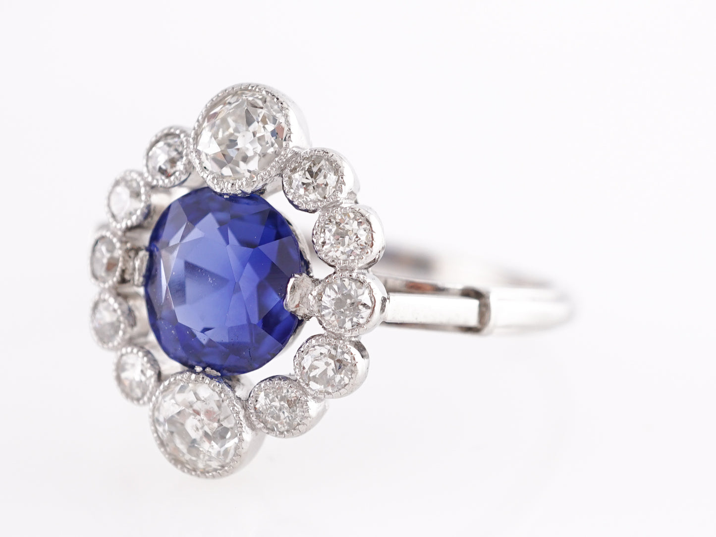 1.44 Art Deco Sapphire and Diamond Engagement Ring in Platinum