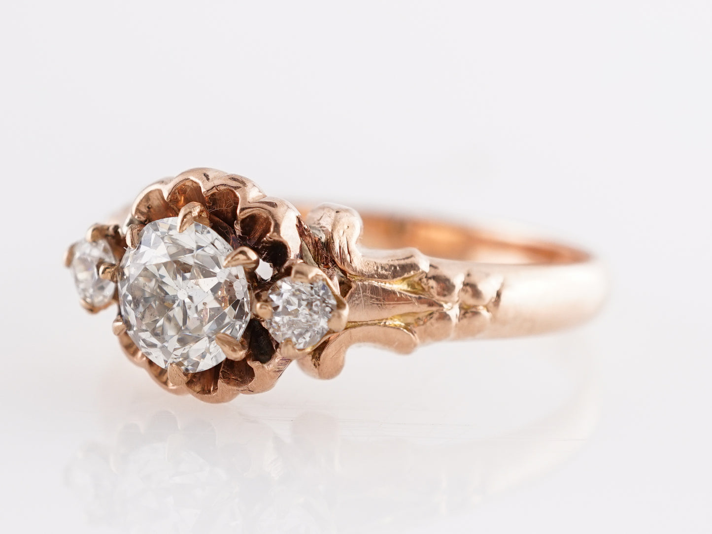 .46 Victorian Diamond Engagement Ring in 14K Rose Gold