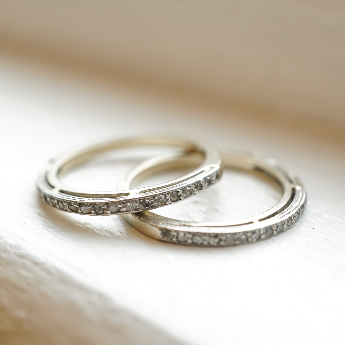 .16 Art Deco Diamond Wedding Band in 14k White Gold & Platinum