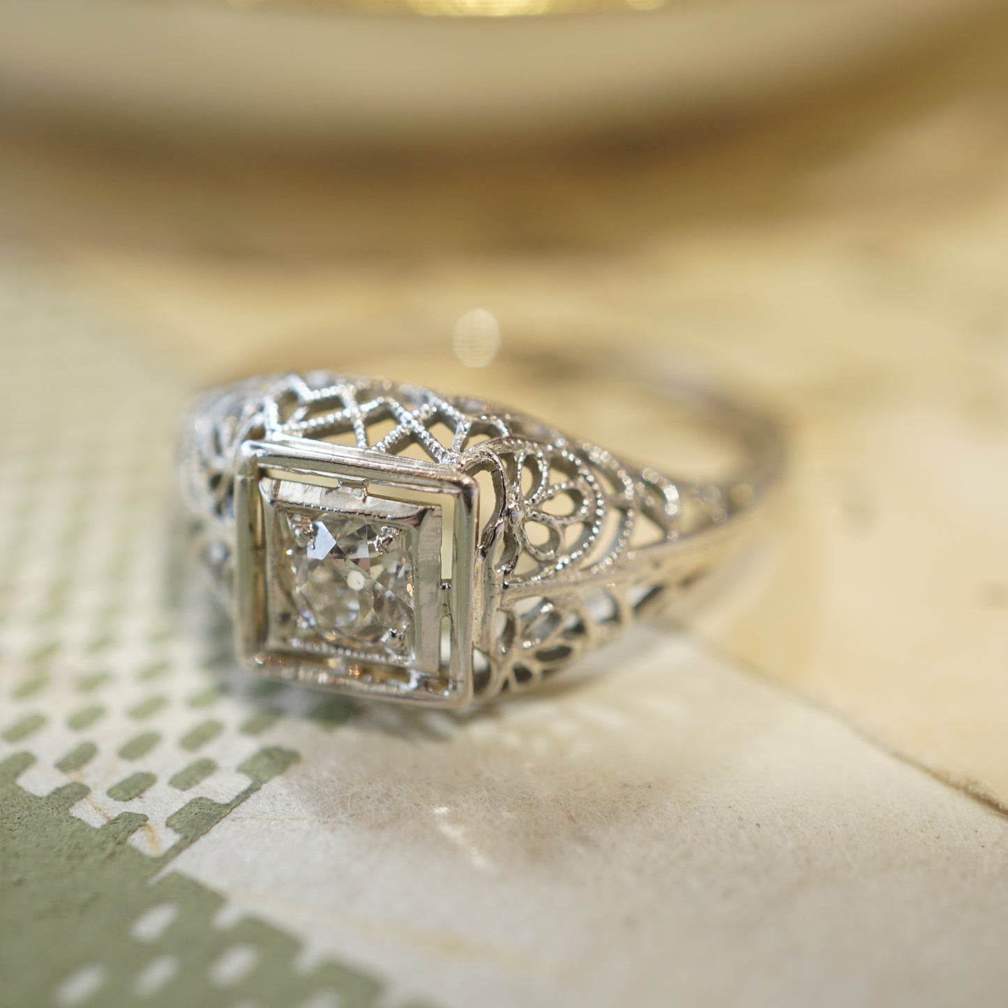 .26 Art Deco Filigree Diamond Engagement Ring in Platinum