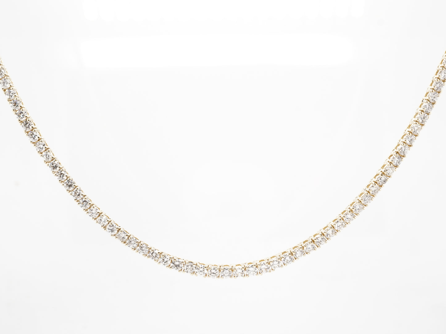 8.18 Carat Diamond Tennis Necklace in 14K Yellow Gold