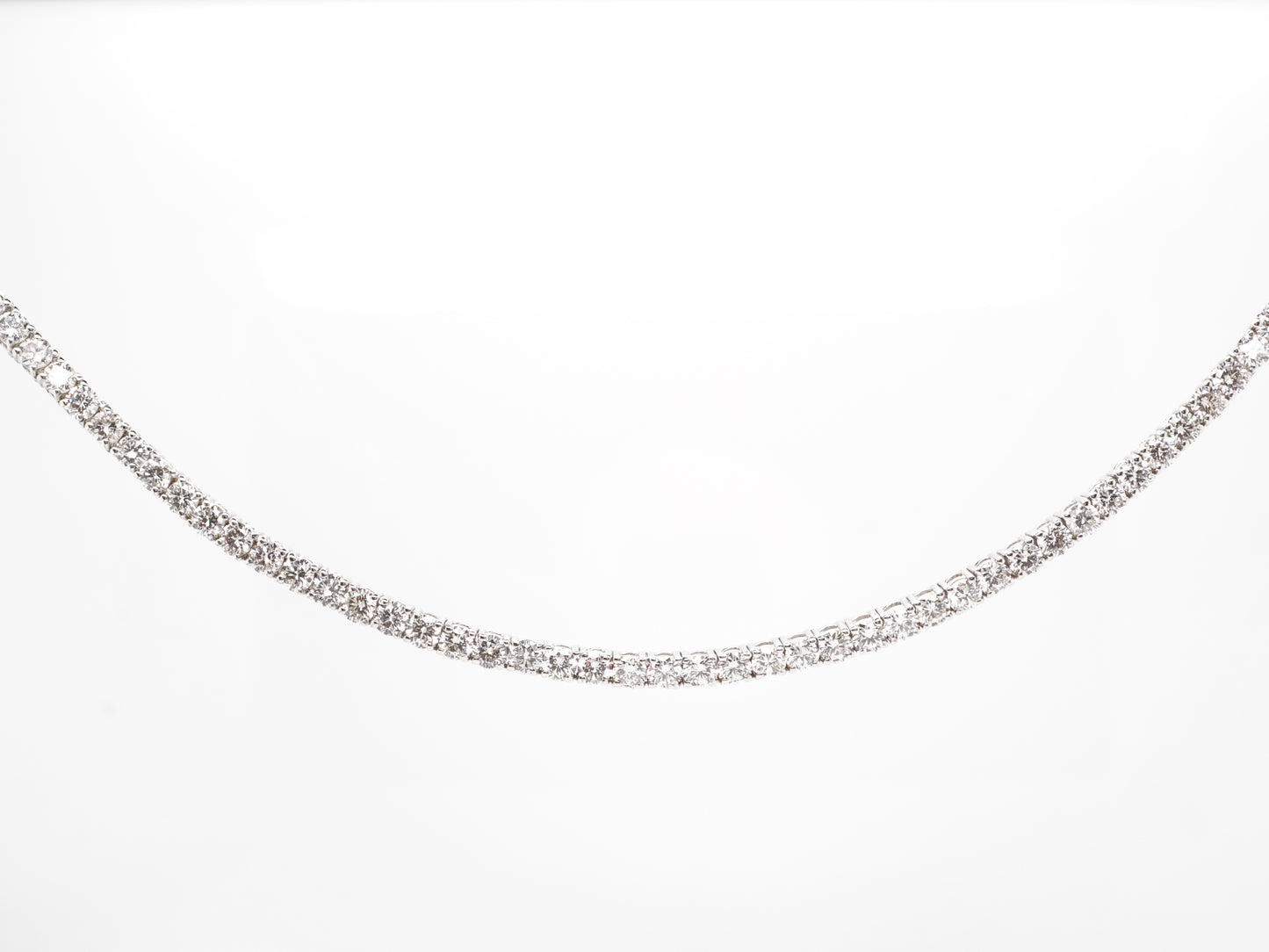 10.14 Carat Diamond Tennis Necklace in 14K White Gold