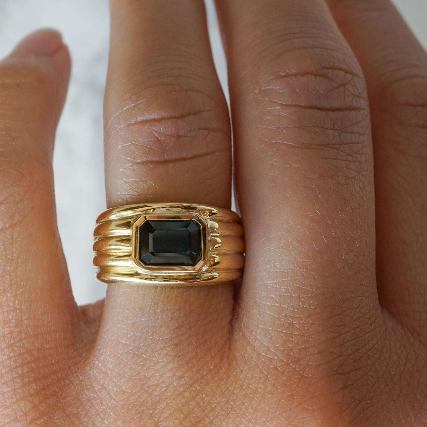 1.7 Emerald Cut Tourmaline Cocktail Ring in 18k Yellow Gold