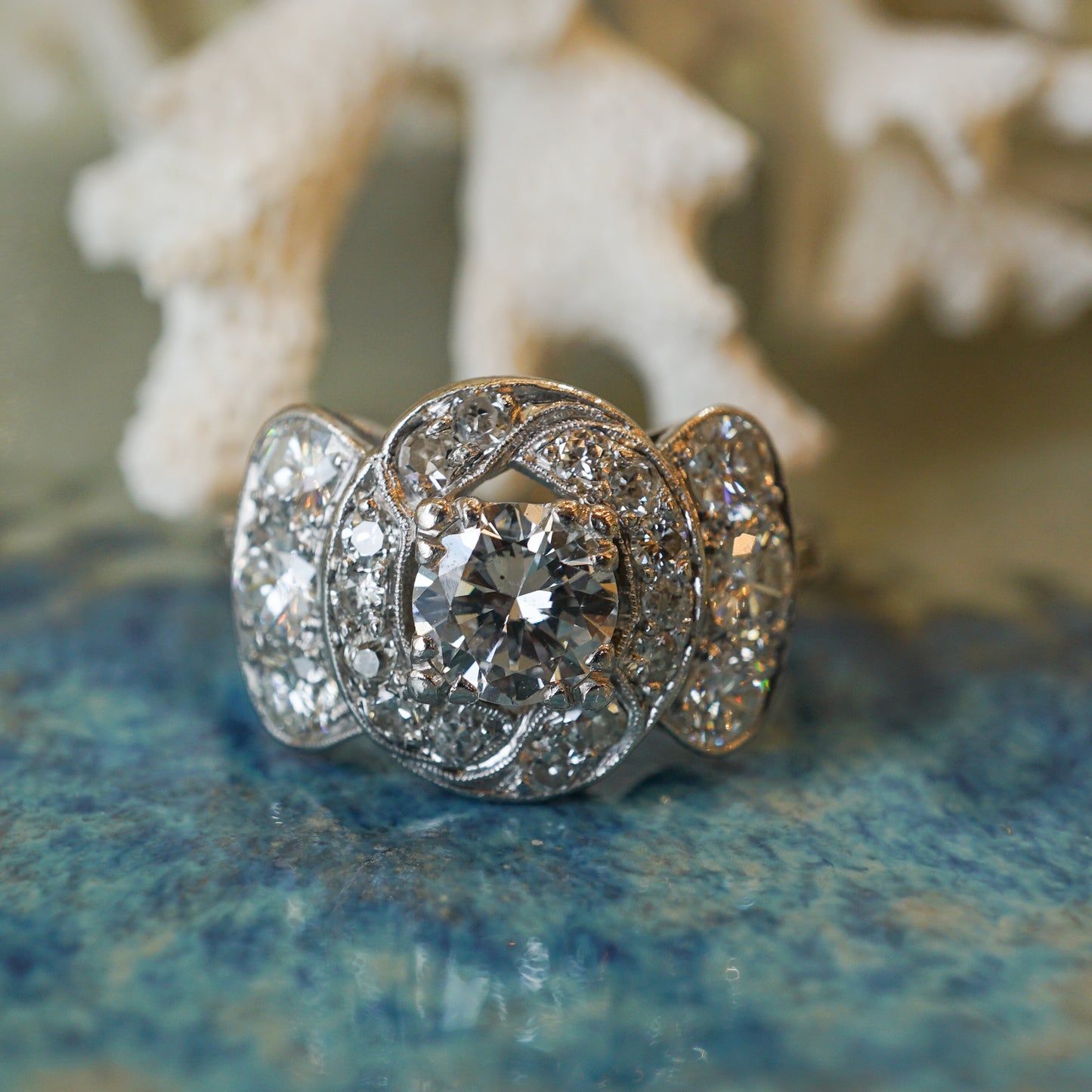 2.21 Art Deco Diamond Cocktail Ring in Platinum