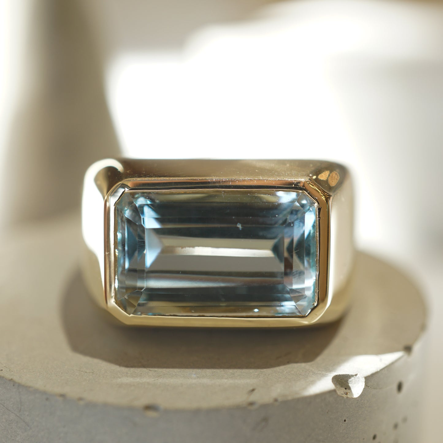 Bezel Set Aquamarine Cocktail Ring in 14k Yellow Gold
