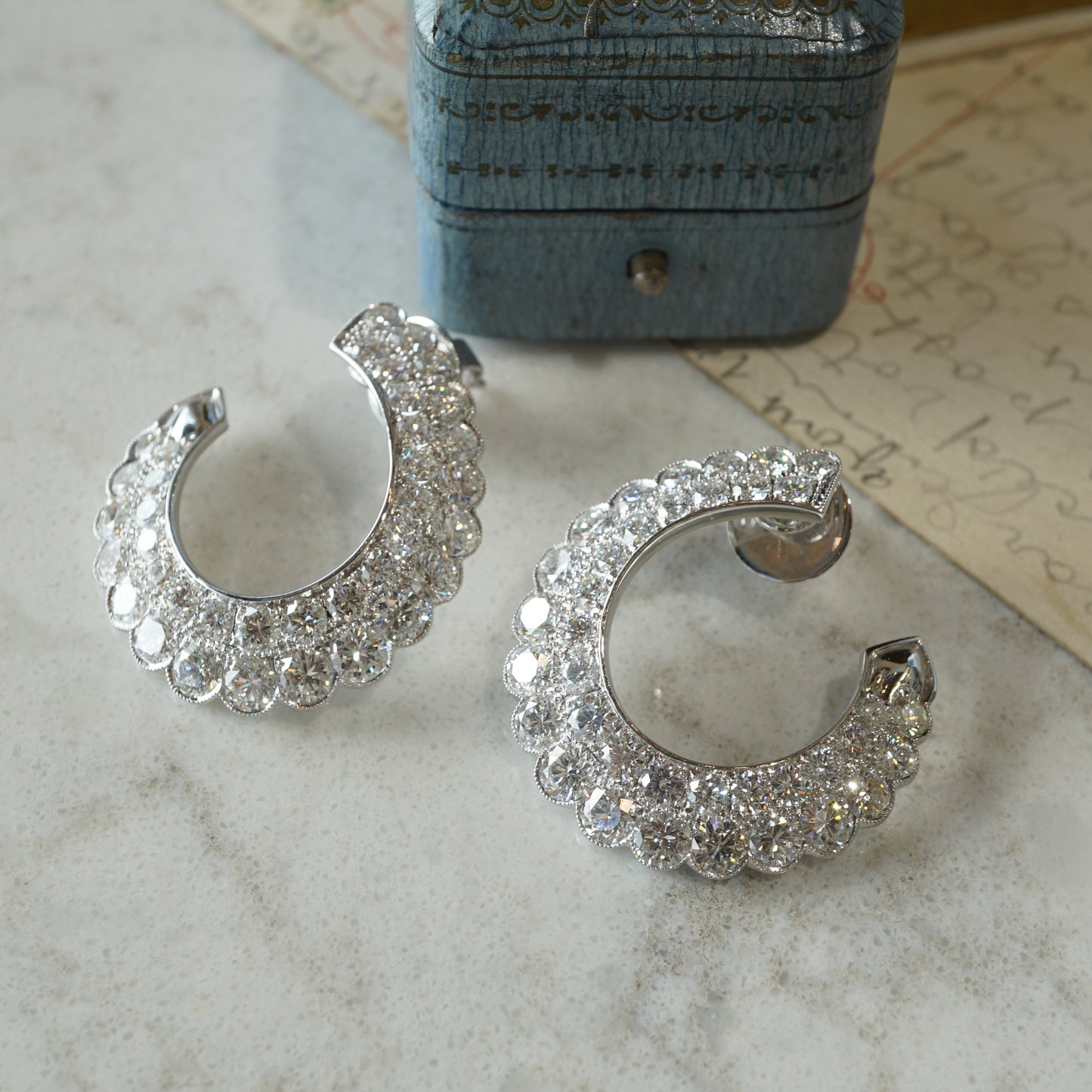 11.21 Round Brilliant Diamond Hoop Earrings in Platinum