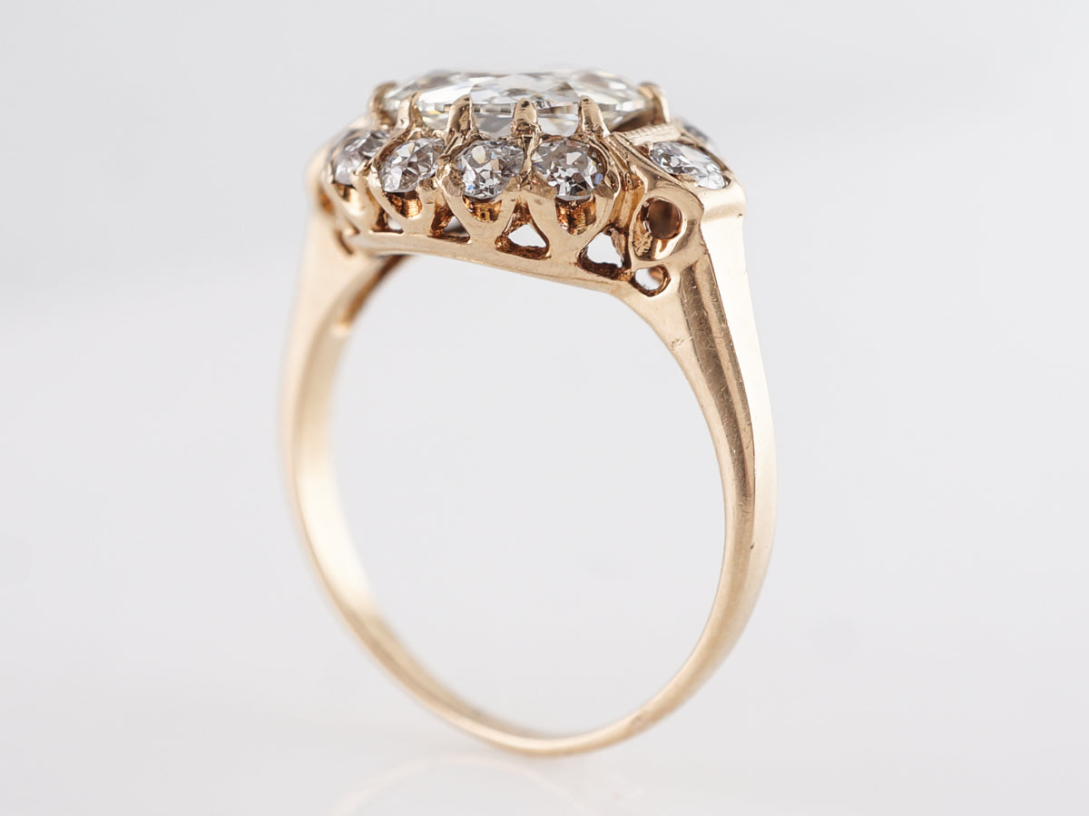 Victorian Halo Diamond Engagement Ring in Yellow Gold