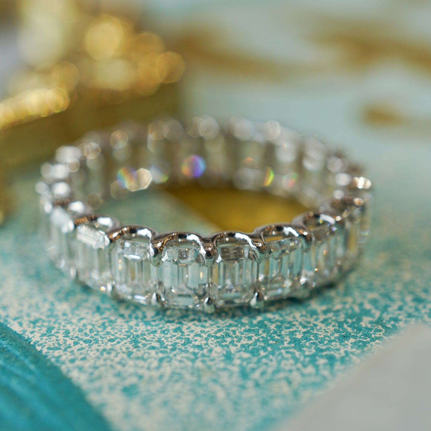 4.39 Emerald Cut Diamond Eternity Band in Platinum