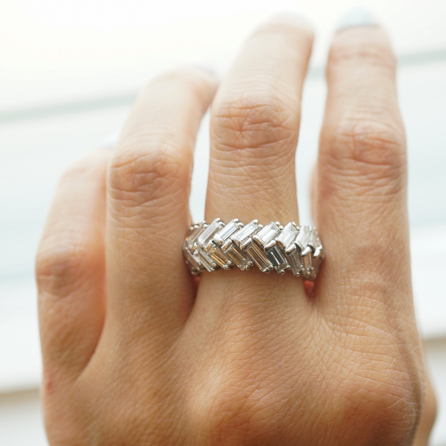 Herringbone Diamond Eternity Band in Platinum
