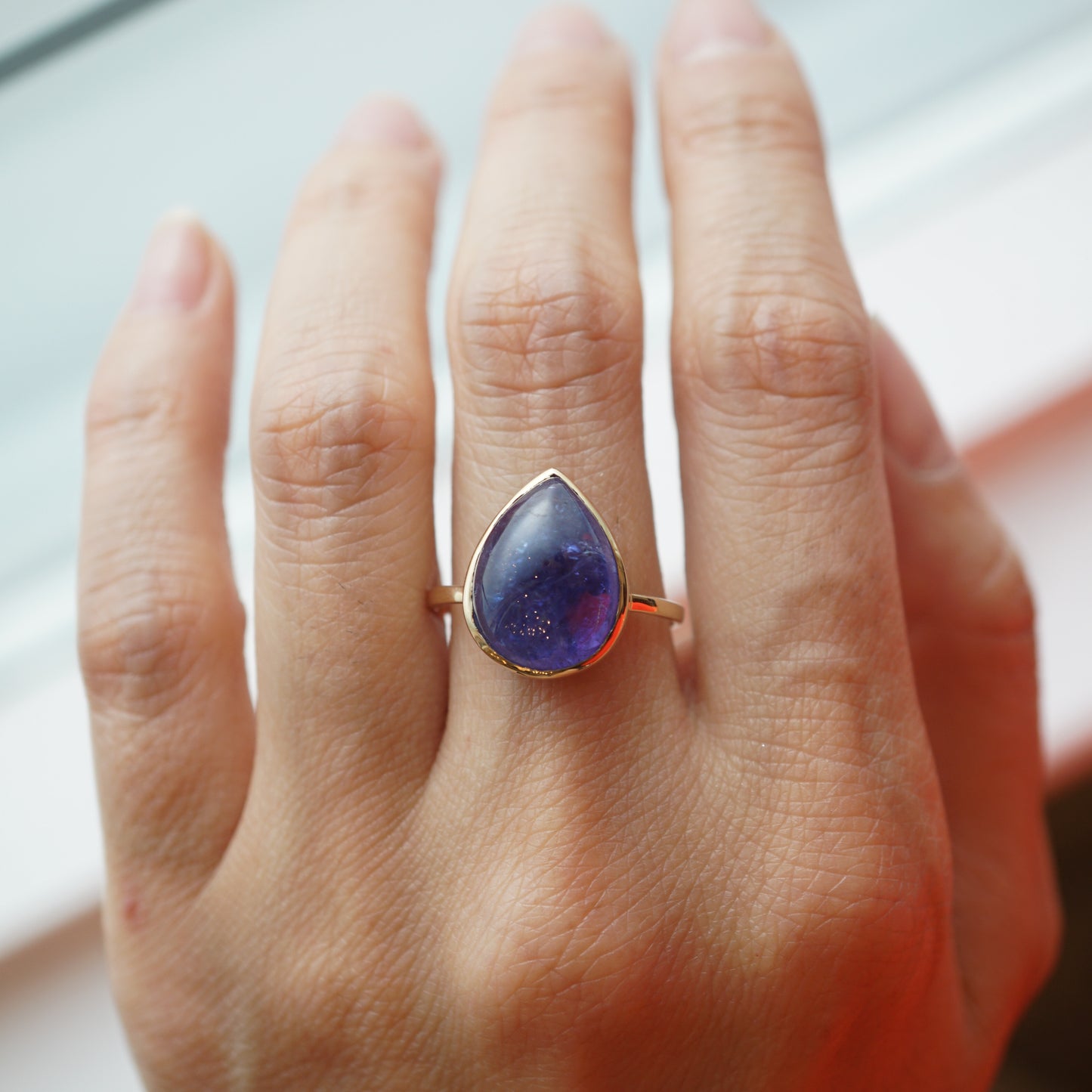 Bezel Set Tanzanite Ring in 14k Yellow Gold