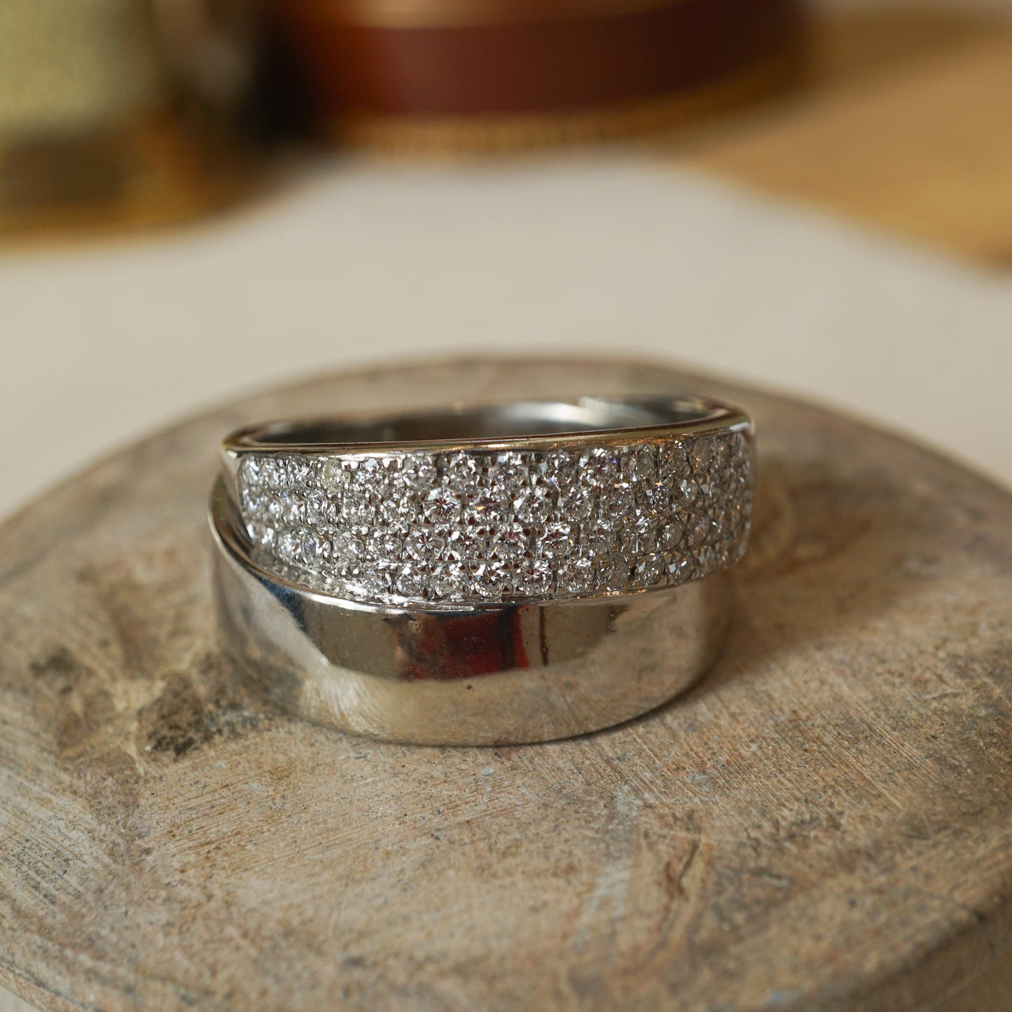 Pave Diamond Overlap Ring in 14k White Gold
