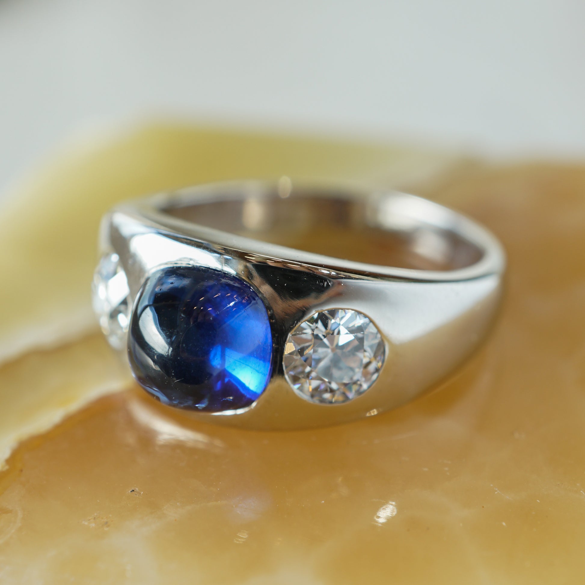 Men's Art Deco Sapphire & Diamond Ring in Platinum