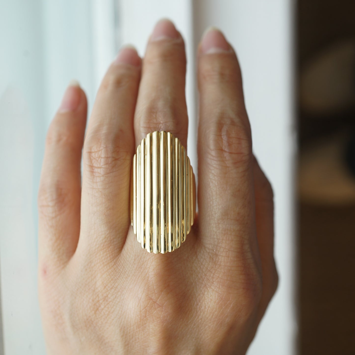 Ridged Cocktail Ring 18k Yellow Gold