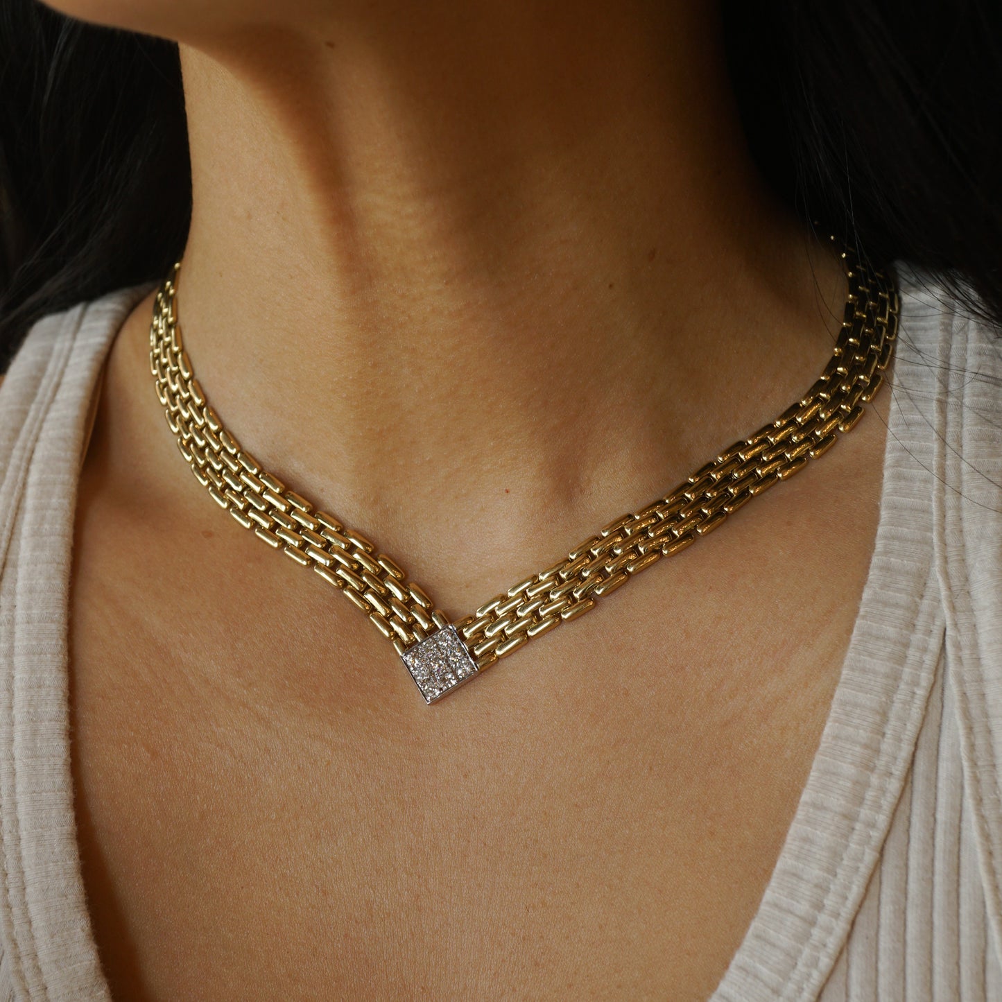 Diamond Cluster Collar Necklace in 18k Yellow Gold