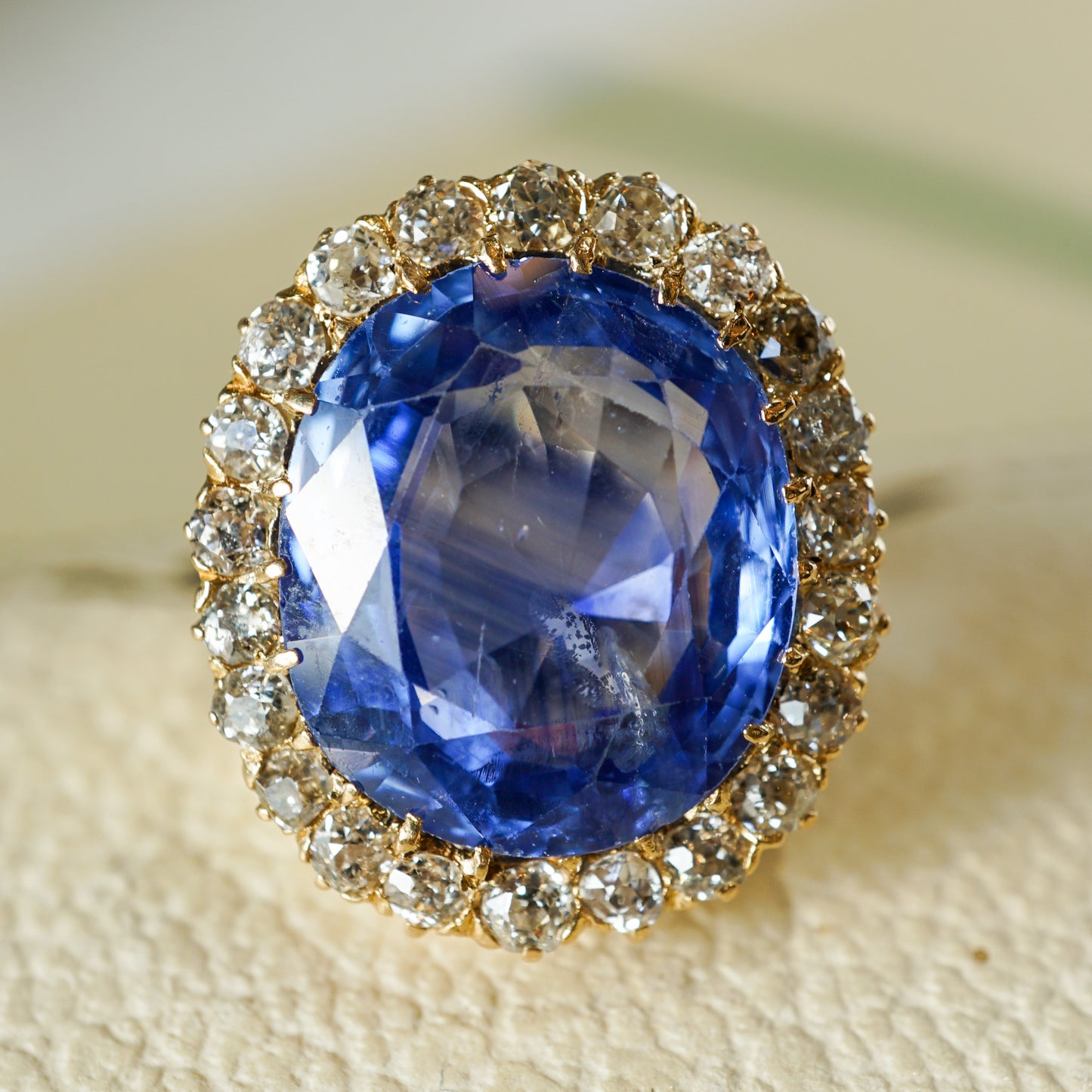 9.62 Victorian Blue Spinel & Diamond Cocktail Ring in 14k