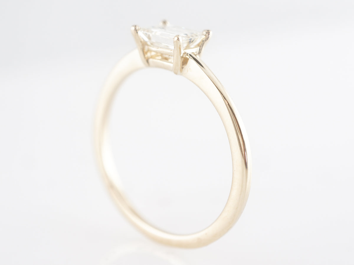 Emerald Cut Solitaire Diamond Engagement Ring in Yellow Gold