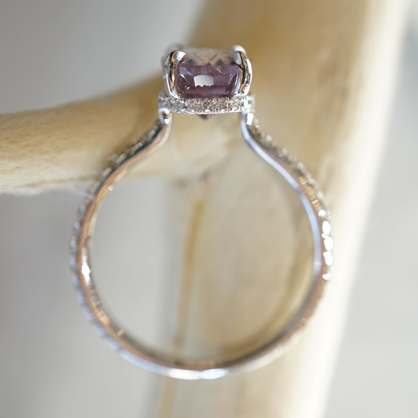 Solitaire Pink Morganite Engagement Ring in 18k White Gold