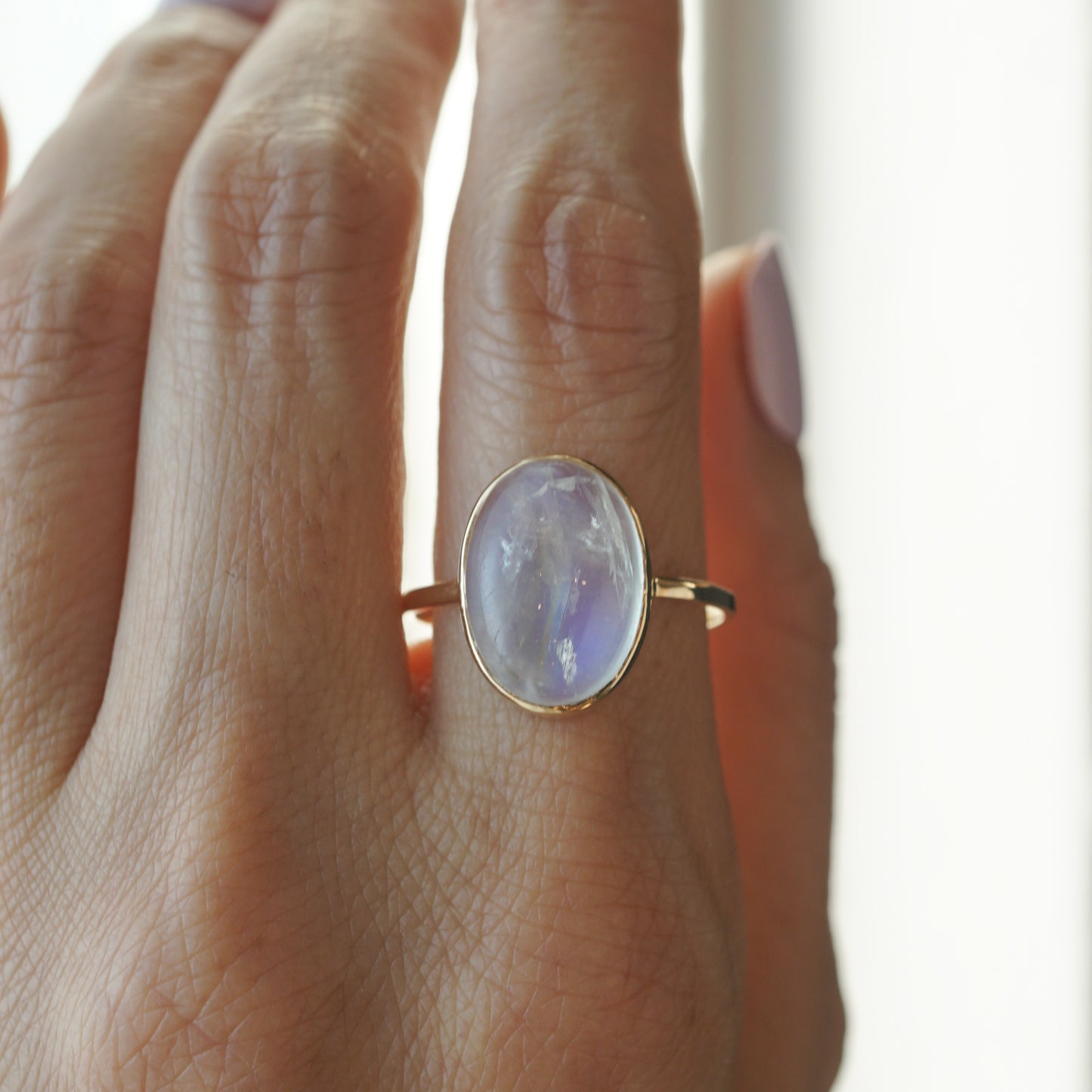 Bezel Set Moonstone Ring in 14k Yellow Gold