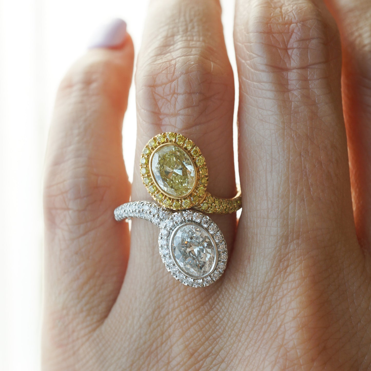 Yellow Diamond Toi Et Moi Ring in 18k Gold & Platinum