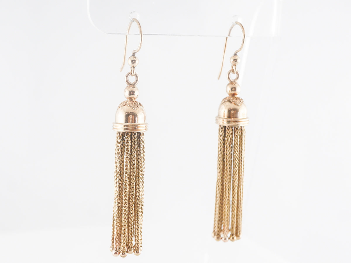 Antique Victorian Tassel Earrings in 14k Yellow Gold